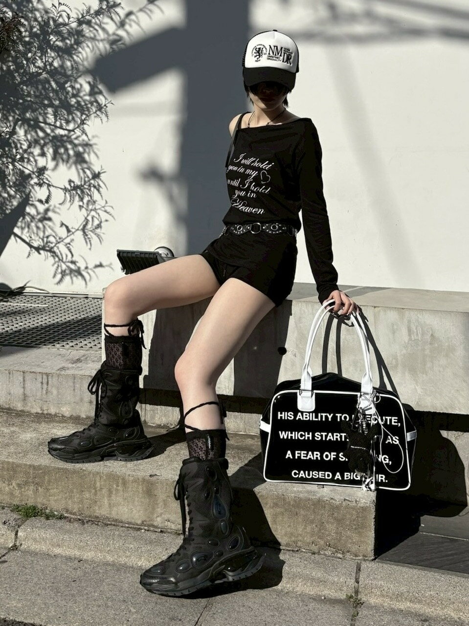 受注制【nmtc +】hold shoulder logo long sleeve tee (3color)