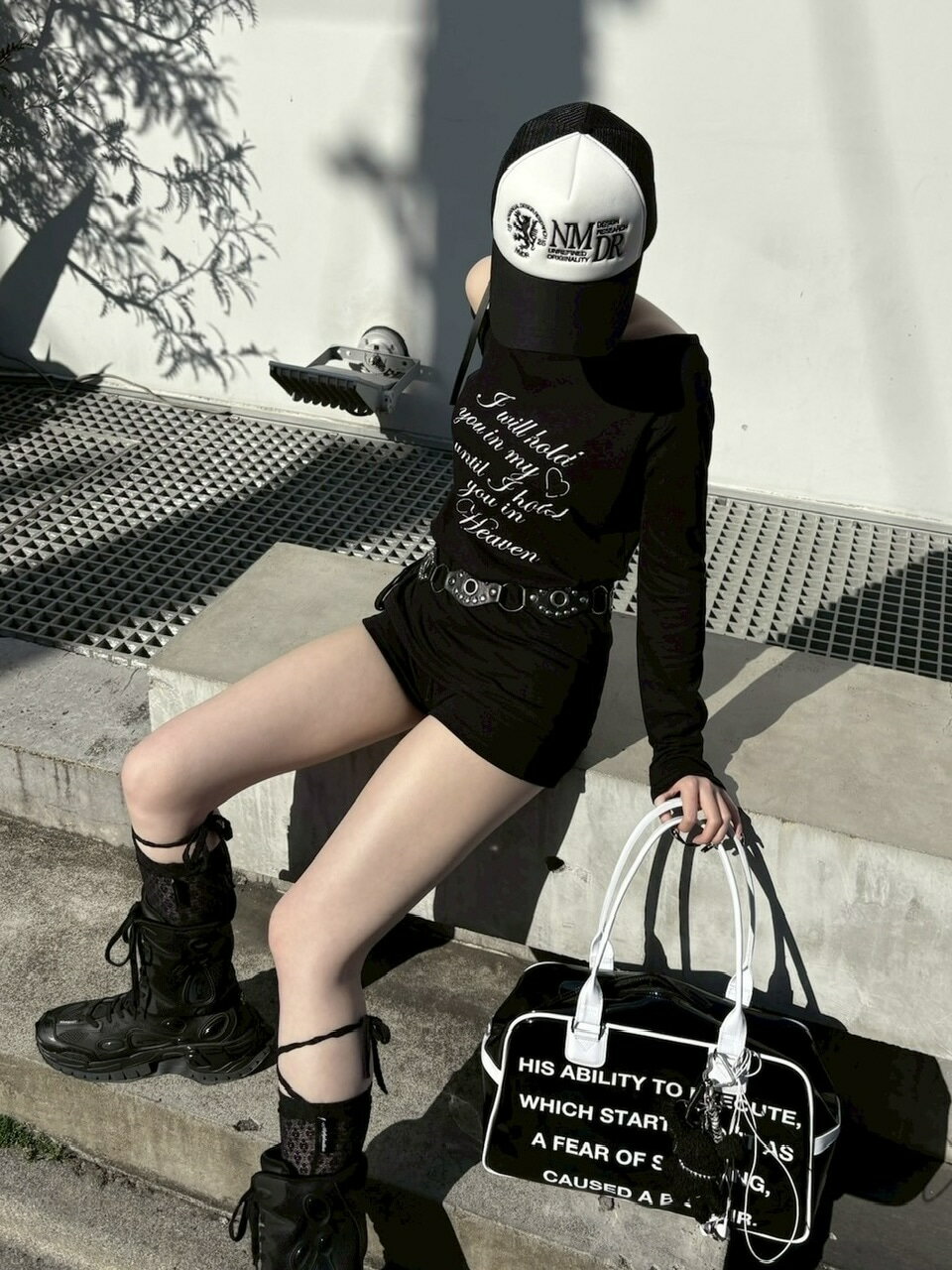 受注制【nmtc +】hold shoulder logo long sleeve tee (3color)