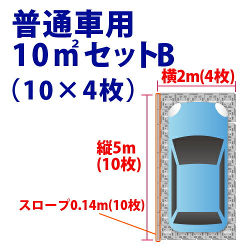 オートマット 普通車 用10m&sup2;(平方メートル)セットB(スロープ縦設置)40枚セット | 駐車場 車庫まわり 舗装 ぬかるみ 対策 路盤 段差 ゴム DIY ガレージ 車 マット シート ジョイント 滑り止め バイク 地盤 強化 砂利 雑草 敷石 防草 簡単 和光技研 足場 パイプ車庫 3