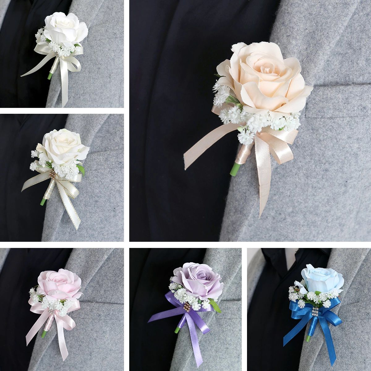 ブートニア 完成品 胸花 造花 ブライダル 二次会 結婚式 ウェディング 花嫁 新郎 ...