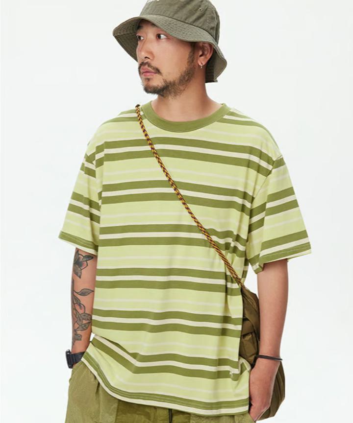 マルチボーダー クルーネックTシャツ メンズ MULTI BORDER CREW NECK TEE / 2COLOR