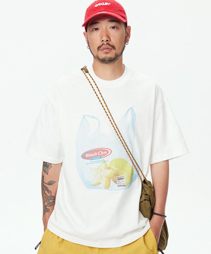 楽天KEELSグラフィック プリントTシャツ メンズ CREATIVE SHOP BAG TEE / 2COLORS