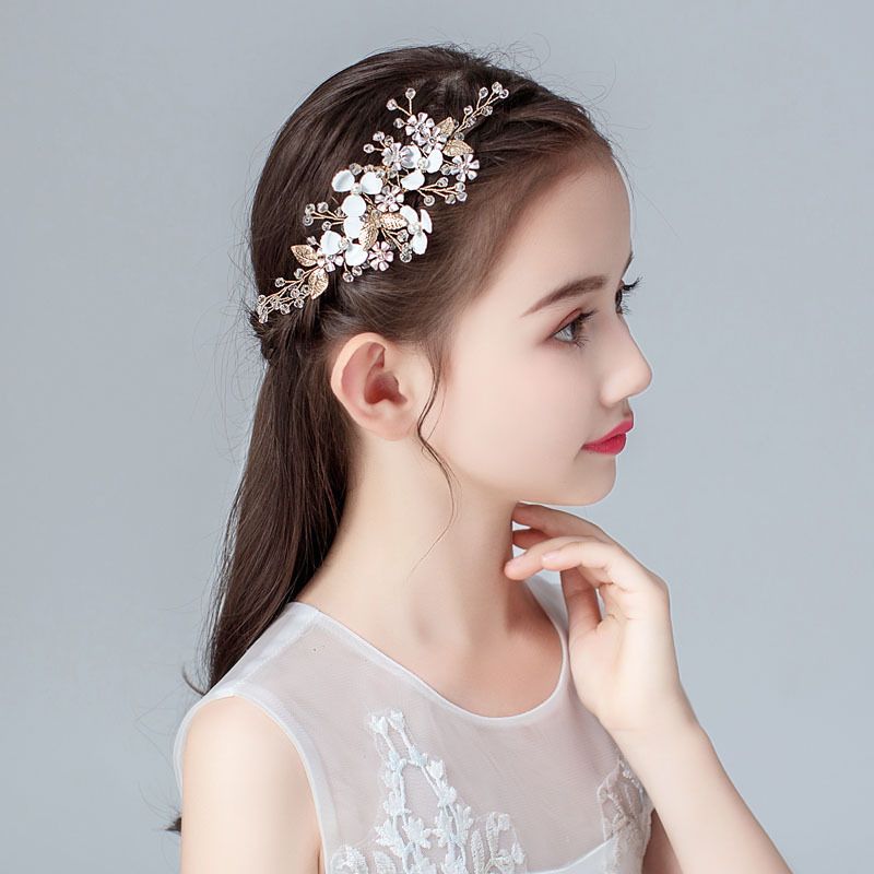 プレティクの[即納] 髪飾り 発表会 ヘッドドレス ヘアアクセサリー キッズ レディース 子供 ピアノ発表会 クリップ ヘアクリップ 髪飾り 手作り 花モチーフ サイドクリップ フォーマル ヘッドドレス ビジュー パール｜アングル2