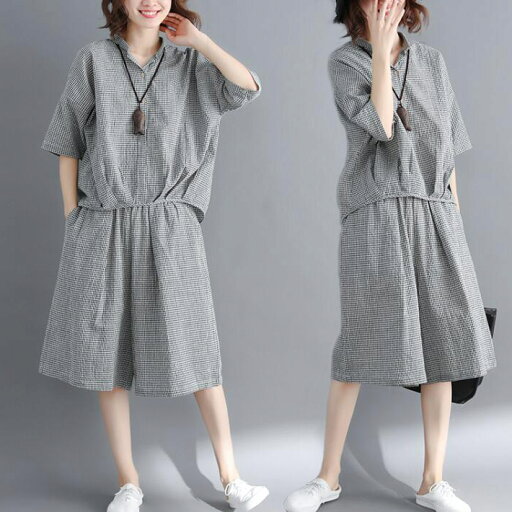 セットアップ 2点セット レディース ワイドパンツ シャツ 前後差 半袖 5分丈 ガウチョパンツ スカーチョ ブラウス トップス パンツ 夏 オーバーサイズ L 2L セットアップ 2点セット レディース ワイドパンツ シャツ 前後差 半袖 5分丈 ガウチョパンツ スカーチョ ブラウス トップス パンツ 夏 オーバーサイズ L 2L