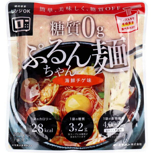 糖質0g ぷるんちゃん麺 海鮮チゲ味 1食分 200g [キャンセル・変更・返品不可]