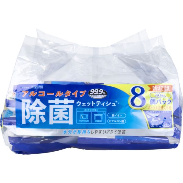 清潔習慣 除菌ウエットティシュ アルコールタイプ 40枚入×8個パック [キャンセル・変更・返品不可]