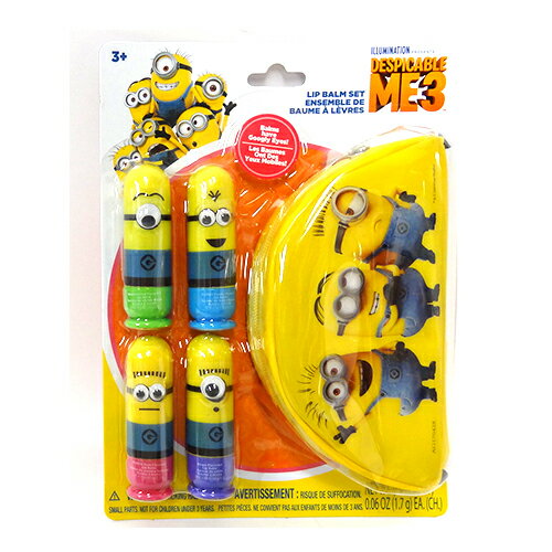 ミニオン リップ4本セット ケース付き 10551k MINIONS ミニオンズ ポーチ LIP BALM リップクリーム 怪盗グルーのミニオン危機一髪 映画..