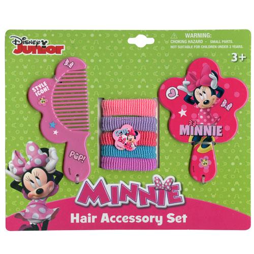 【訳あり】ミニー ミラー＆コームセット ヘアゴム5個入り 11978 MINNIE　Disney Hair Accessory Ser　ディズニー 鏡 ミラー 手鏡 くし ..