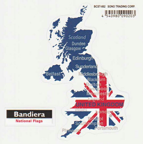 Bandiera (バンディエラ）ダイカットクリアステッカー U.K.　14074（BCST-002） イギリス国旗 UNION JACK 英国 BRITAIN デカールグッズ 雑貨 送料込み メール便配