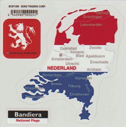 Bandiera (バンディエラ）ダイカットクリアステッカー オランダ 14078（BCST-006） オランダ国旗 NETHERLANDS HOLLAND シール デカールグッズ 雑貨 送料込み メール便配送