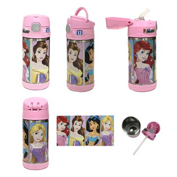 サーモス 水筒 ストローボトル & 替えストロー ( ディズニープリンセス /PK×SV) yts0031 F401 ボトル ピンク 保冷 THERMOS ステンレスボトル 女の子 キッズ 子供 ストロー ワンタッチ ラプンツェル アリエル ベル ジャスミン かわいい キャラクター グッズ 輸入 海外