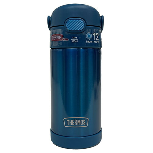 サーモス ストローボトル 無地 F410 (ネイビー ) 15652 THERMOS 水筒 保冷 355ml ステンレス ストロー ワンタッチ キッズ 男女兼用 大人 幼児 小学生 シンプル カラフル ランチ グッズ 水分補給 熱中症対策 輸入品 インポート