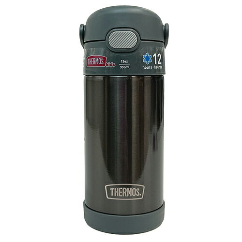 サーモス ストローボトル 無地 F410 ( グレー ) 15658 THERMOS 水筒 保冷 355ml ステンレス ストロー ワンタッチ キッズ 男女兼用 大人 幼児 小学生 シンプル カラフル ランチ グッズ 水分補給 熱中症対策 輸入品 インポート 1