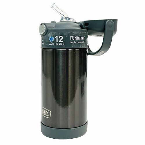 サーモス ストローボトル 無地 F410 ( グレー ) 15658 THERMOS 水筒 保冷 355ml ステンレス ストロー ワンタッチ キッズ 男女兼用 大人 幼児 小学生 シンプル カラフル ランチ グッズ 水分補給 熱中症対策 輸入品 インポート 2