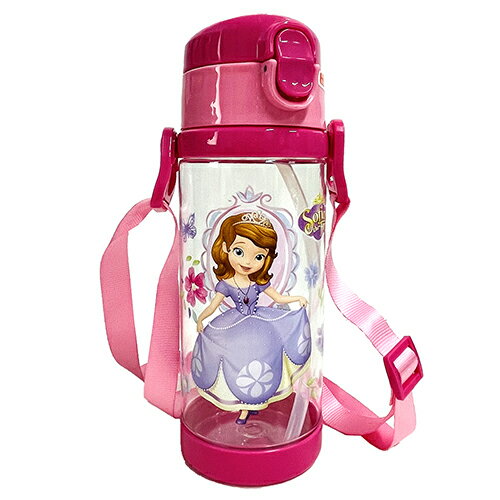 水筒 ストラップ付 プラボトル 500ml （ ちいさなプリンセスソフィア ドレスつまみ ） 15328b ワンタッチ オープン すいとう ボトル ショルダー ストローボトル ストロー付き ディズニー プリンセス ソフィア ピンク かわいい 女の子 幼児 保育園 幼稚園【ds】