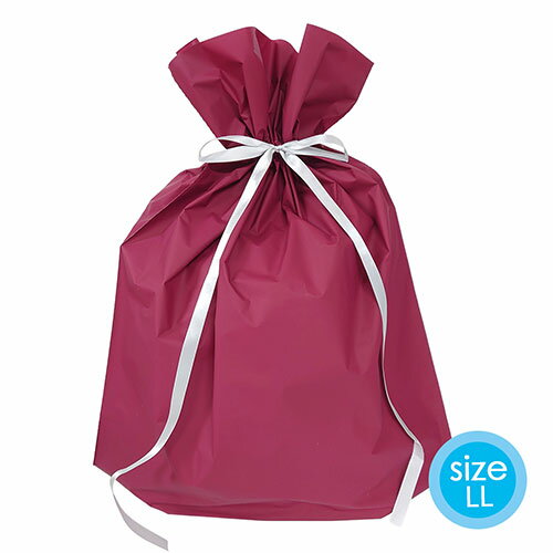 ラッピング 袋 大 ギフトバッグ 梨地 リボン付巾着袋 ( ワインレッド LL ) 15814 底 マチあり 底マチ 大きいサイズ おおきいサイズ 一枚 単品 ...