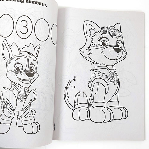 キャラクター雑貨 プレッツェルのパウパトロール マイティパップス ぬりえ DOT・TO・DOT ( ネイビー POWER UP PUPS ) 17060b Paw Patrol Mighty Pups FunTivity 塗り絵 ぬり絵 点結び 英語 ワーク 知育玩具 おもちゃ 雑貨 グッズ インポート MADE IN U.S.A.｜アングル2