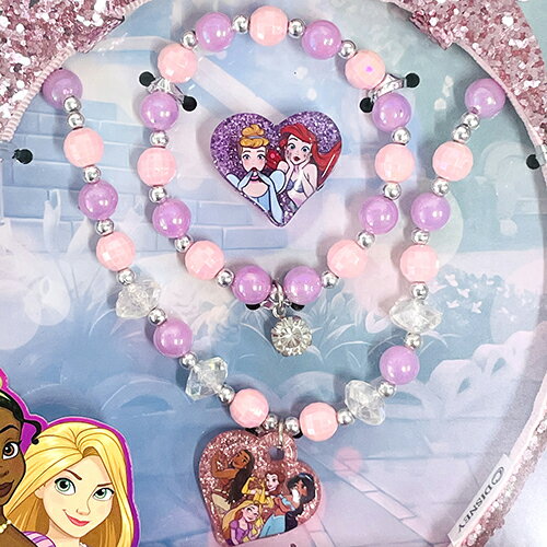 ディズニープリンセス アクセサリー 4点 セット 17122 ティアラ カチューシャ ブレスレット 腕輪 リング 指輪 ネックレス ピンク パープル キラキラ かわいい ディズニー プリンセス おしゃれ グッズ 輸入品 インポート