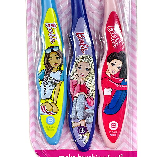 バービー ハブラシ 3本 セット 17162 はぶらし 歯ぶらし はみがき デンタルケア やわらかめ ソフト 女の子 ピンク パープル キャラクター 雑貨 グッズ キャラグッズ 景品 かわいい プチギフト インポート 輸入品