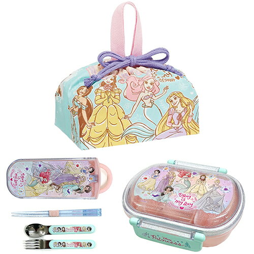 ディズニープリンセス お弁当 グッズ 3点セット 23（ 弁当箱 トリオセット ランチ巾着 ）yts0439 ランチボックス 子供 弁当 お弁当箱 お弁当 ランチ グッズ カトラリーセット スプーン フォーク はし 箸 巾着 巾着袋 入園準備 かわいい ピンク 女の子 幼児 キャラクター