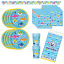 ベイビーシャーク パーティーグッズ セット 5アイテム yts0452 BABY SHARK 使い捨て 食器 パーティー 紙皿 紙ナプキン 紙コップ テーブルカ...