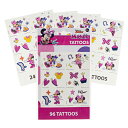 ミニー タトゥー シール 4シート 96個入り 18378 TATTOO ボディーシール 水貼り 水で貼れる ミニーマウス minnie ディズニー disne...