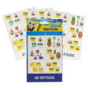 スポンジボブ タトゥー シール 4シート 96個入り 18381 TATTOO ボディーシール 水貼り 水で貼れる Sponge Bob ごほうび かわいい キ...