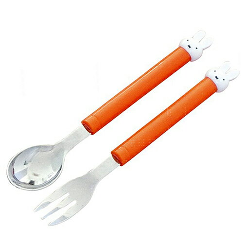 Rakuten - ミッフィー マスコット スプーン ＆ フォーク （ レッド ） yts0947 ミッフィーちゃん グッズ 食器 カトラリー カトラリーセット オレンジ 子供 こども キッズ 幼児 miffy 金正陶器