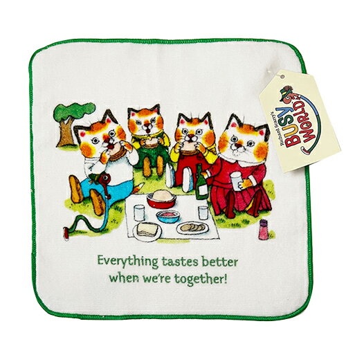 リチャード・スキャリー ミニハンドタオル ( ピクニック ) 18576 Richard Scarry タオル ハンカチ タオルハンカチ ハンカチタオル 猫 ねこ ネコ かわいい イラスト 絵本 キャラクター スキャリーおじさん 雑貨 グッズ RS1158