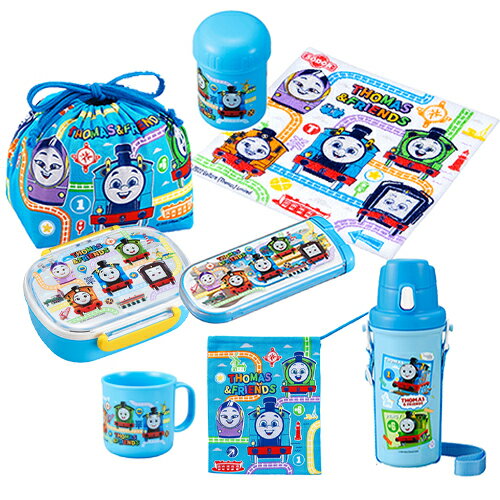 トーマス ランチ セット 360ml 小判型 7点 ( 弁当箱 トリオ 巾着 水筒 おしぼり コップ コップ巾着 ) yts1153 ランチグッズ お弁当 グッ...