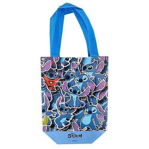 Rakuten - スティッチ ミニ ショッパー （ スティッチ いっぱい ） 19129b ギフトバッグ トート トートバッグ ショッパー エコバッグ エコ 不織布 手提げ マチあり ブルー Disney かわいい ハロウィン キャラクター グッズ 雑貨 インポート 輸入品