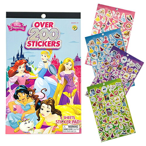ディズニープリンセス 4シート ステッカー パッド ( 表紙 5 プリンセス ) 19633 Disney Princess シール キッズ 子供用 女の子 ステーショナリー 文具 おもちゃ かわいい キャラクター グッズ ごほうびシール 輸入品 インポート 14769のサムネイル