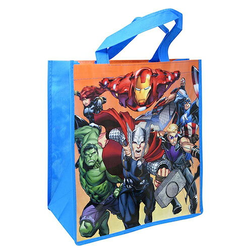 アベンジャーズ ショッパー トートバッグ Mサイズ ( 7キャラ / ブルー ) 19754 トート ショッパー エコバッグ 不織布 手提げ マチあり マーベル アメコミ ヒーロー 青 アイアンマン キャプテンアメリカ キャラクター グッズ 雑貨 Avengers 輸入 MM139