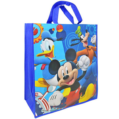 Rakuten - ミッキー ショッパー トートバッグ Lサイズ 19802 トート ショッパー エコバッグ 不織布 手提げ マチあり ディズニー ブルー 青 ミッキーマウス ドナルドダック グーフィー キャラクター グッズ 雑貨 Disney Mickey 輸入 99WT31UP