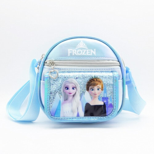 アナと雪の女王 おにぎり ショルダーバッグ ( ライトブルー 背景キャッスル ) 20222 ポシェット キッズ 子ども 斜め掛け アナ雪 エルサ アナ 外ポケット付き 水色 ミニ ショルダー 女の子 HRF4344のサムネイル