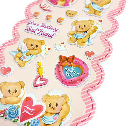 バターベア ぷくぷく ステッカー ( PK ) 20618b Butter bear シール ぷくぷくシール エンボスシール シル活 文具 文房具 ステーショナリー かわいい タイ くま クマ ノーン・ヌーイ キャラクター グッズ 雑貨 輸入 HY-212