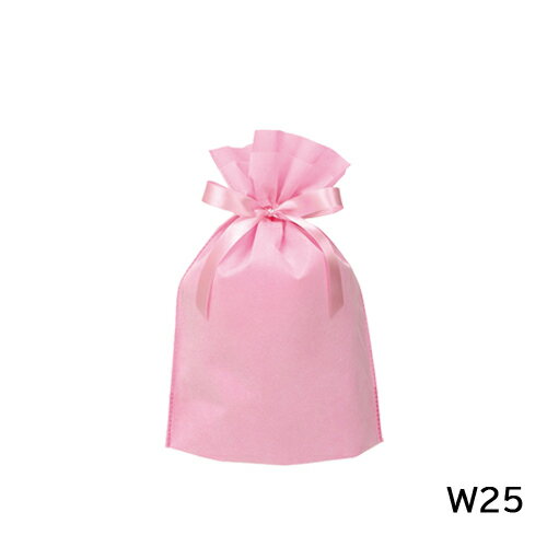 Rakuten - ラッピング 袋 ギフトバッグ 不織布 リボン付き ( ニュアンスカラー ピンク W25 ) etc0041 底 マチあり 底マチ 一枚 単品 リボン 巾着 袋 巾着袋 ラッピンググッズ ラッピング用品 ギフト プレゼント 包装 グッズ