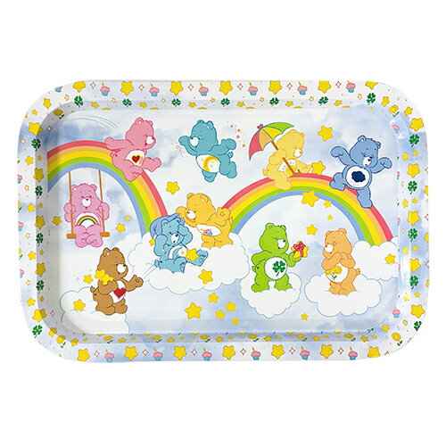 乐天商城 - ケアベア ティン スクエア トレイ ( ホワイト レインボー ) 20663a おぼん トレー お盆 CareBears キャラクター グッズ ティン缶 ブリキ 缶 輸入品 インポート 雑貨 Care Bears Serving Tray 88805
