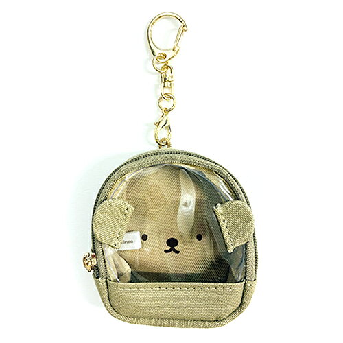 BRUNA PVC WINDOW MINI RUCK-SUCK チャーム。 PVC窓付ミニリュックにミッフィー・ボリスのフェイスデザインを落とし込みました。 カニカン部分でバッグ等に取り付け可能です。ぬいぐるみと一緒に写真を撮っても◎。 ファスナー付きで、小物も入れられて便利です。 ●サイズ：約W60×H70×D25mm ●素材：綿、塩化ビニル　他 ●made in China ＞＞その他、ミッフィーのグッズは　こちら　