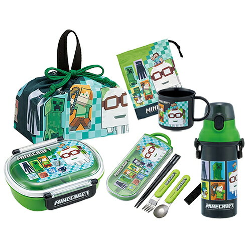 樂天商城 - マインクラフト ランチセット ( 26 ) 360ml 小判型 6点 ( 弁当箱 巾着 カトラリートリオ コップ コップ袋 水筒 ) yts1706 お弁当箱 ランチボックス お弁当 ランチ 弁当箱 セット 箸 はし ランチ巾着 弁当袋 プラコップ コップ巾着 プラボトル マイクラ グッズ 子ども 幼児