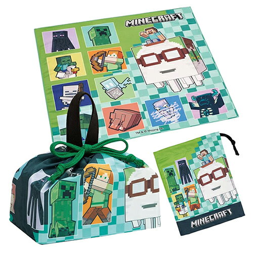 マインクラフト ランチ 布もの 3点 セット ( ランチ巾着 コップ袋 ランチクロス ) yts1709 弁当グッズ ランチグッズ 洗い替え 布 弁当..