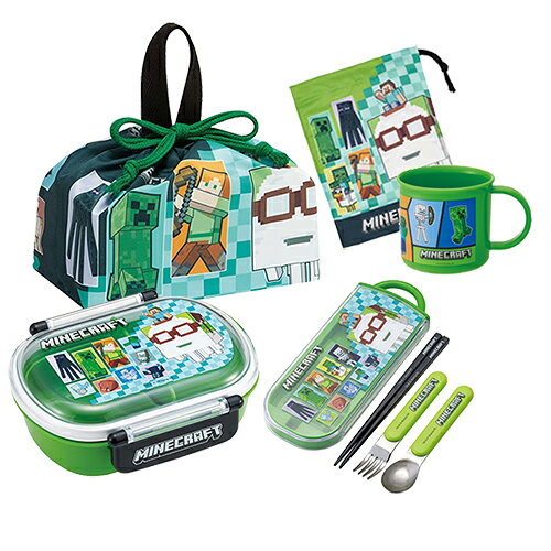 樂天商城 - マインクラフト ランチセット 360ml 小判型 5点 ( 26弁当箱 26巾着 26トリオ 26コップ袋 25コップ ) yts1718 お弁当箱 ランチボックス お弁当 ランチ 弁当箱 セット 箸 はし ランチ巾着 コップ巾着 プラコップ ランチコップ マイクラ グッズ ランチグッズ 子ども 幼児