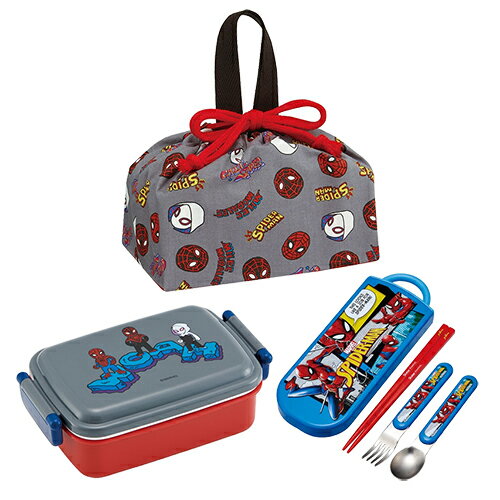 乐天商城 - スパイダーマン ランチ 3点 セット 450ml 角型 ( comic弁当箱 comic巾着 25カトラリー ) yts1815 弁当箱 ランチボックス お弁当箱 カトラリーセット はし 箸 フォーク スプーン ランチ巾着 巾着袋 弁当 グッズ 入園 幼稚園 保育園 かわいい MARVEL
