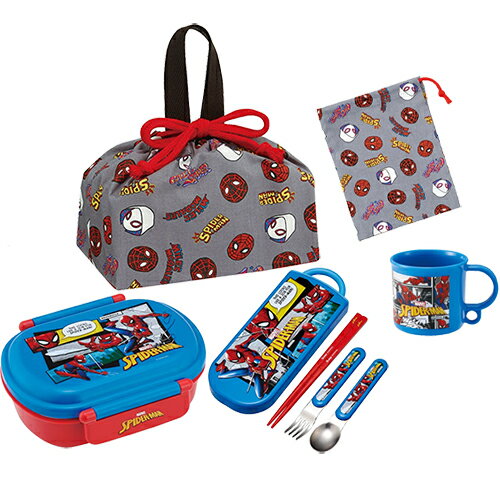 Rakuten - スパイダーマン ランチ 5点 セット 360ml 小判型 ( 25弁当箱 comic巾着 25カトラリー 25コップ comicコップ巾着 ) yts1817 弁当箱 ランチボックス カトラリーセット はし 箸 フォーク スプーン ランチ巾着 巾着袋 コップ コップ巾着 弁当 グッズ 入園 入学 ランチグッズ