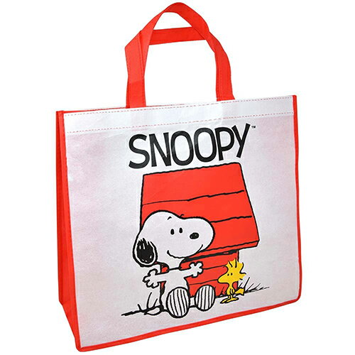 スヌーピー バッグ ショッパートート ( L ／ レッド × ホワイト ) 21270 SNOOPY ショッパー トート トートバッグ エコバッグ エコ 不織布 手提げ マチあり キャラクター グッズ 雑貨 ピーナッツ Peanuts Reusable Tote Bag インポート 輸入品