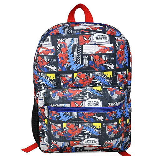 スパイダーマン リュック 16インチ ( All Over Print コミック ） 21281 バッグ リュックサック バックパック ブルー MARVEL マーベル キャラクター グッズ 雑貨 キッズ 男の子 SPIDER-MAN 16" Backpack 輸入品 インポート USA