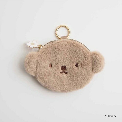 ふわふわのファー素材がかわいいボリスのミニポーチです。 人気のファーシリーズ。 イヤホンなどの小物が入り、カラビナ部分でバッグに取り付け可能です。 お花のチャームもかわいいですよ♪ サイズ：約102x87mm以内（耳含まず） 素材：ポリエステル