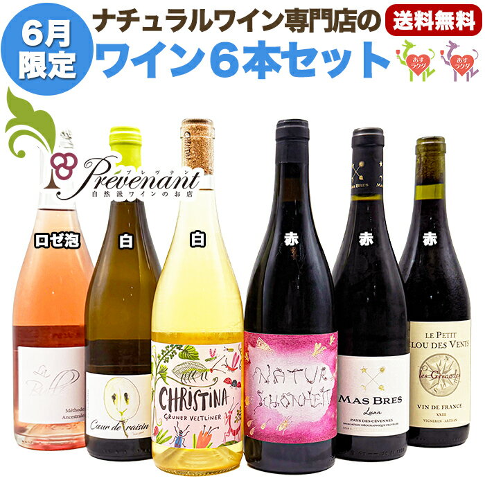 ナチュラルワイン【 月替わり 6月 限定 6本 セット】（750ml×6）微泡ロゼ 白 赤 ナチュールワイン 自然派ワイン 無農薬 オーガニック オーガニックワイン ワイン 白ワイン 赤ワイン ロゼワイン スパークリングワイン