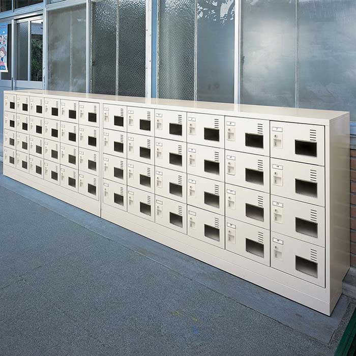 12人用窓付きシューズロッカー SLC-M12W-N2 インターネット シューズボックス 南京錠 完成品 業務用ロッカー 3列4段12人用 アクリル窓付き ミニロッカー スチルロッカー 日本製 送料無料 会社 事務所 学校 貴重品入れ 靴棚 下駄箱 [3]