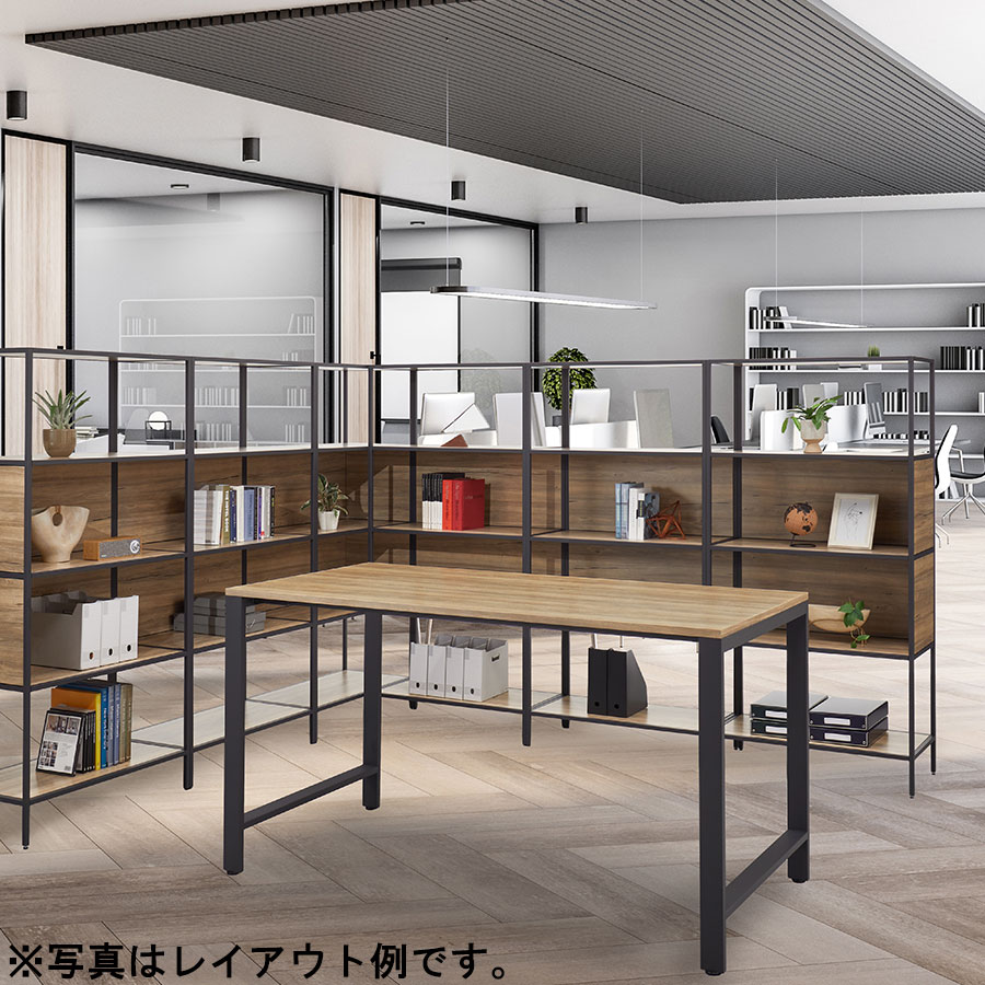 ミーティングテーブル FT1809-10-MPB アンバーウォールナット天板 幅1800mm 会議テーブル 会議用テーブル 木目調天板 スチール脚 オフィス家具 ワークテーブル ホワイト ブラック 組立品 インテリア 応接テーブル 作業テーブル シンプル [2]